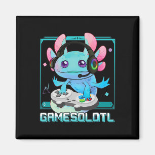 Aimant Gamesolotl Axolotl Joueur de jeux vidéo Kawaii Pas