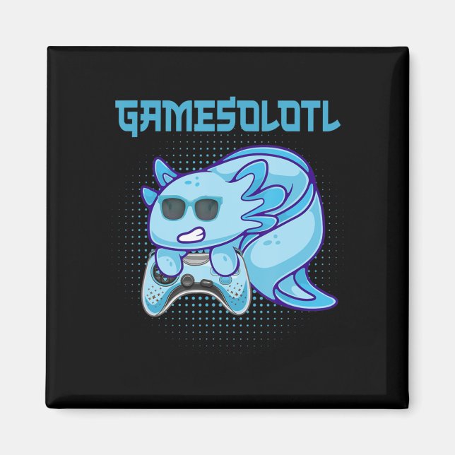 Aimant Gamesolotl Axolotl Video Gamer Kawaii Anime Kids B (Devant)