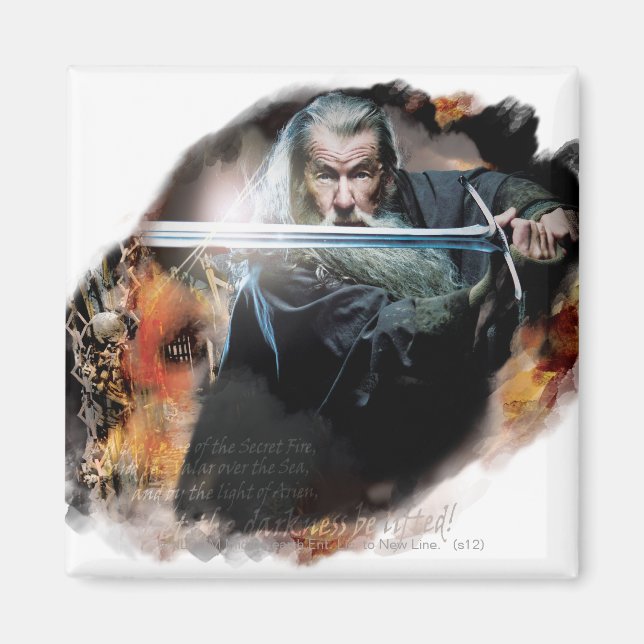 Aimant Gandalf Avec Épée Au Combat (Devant)