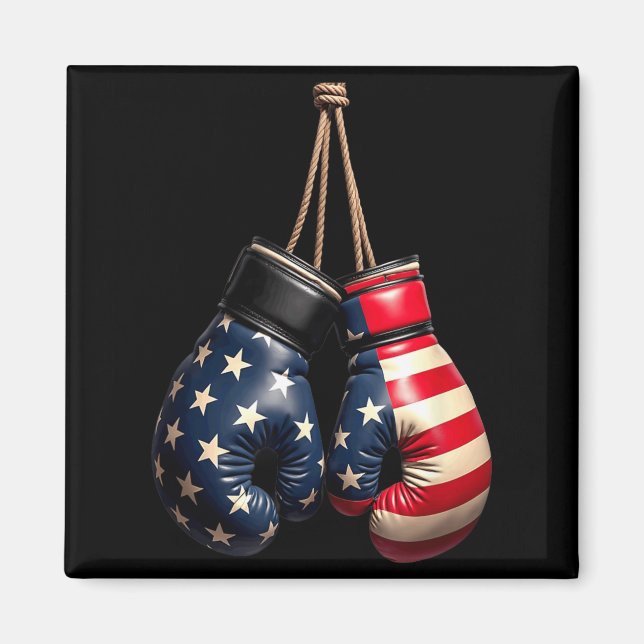 Aimant Gants de boxe Boxeur Drapeau américain (Devant)