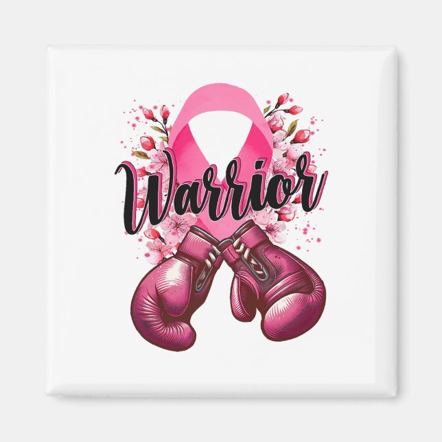 Aimant Gants de boxe de guerrier Pink Ribbon Cancer du se (Devant)
