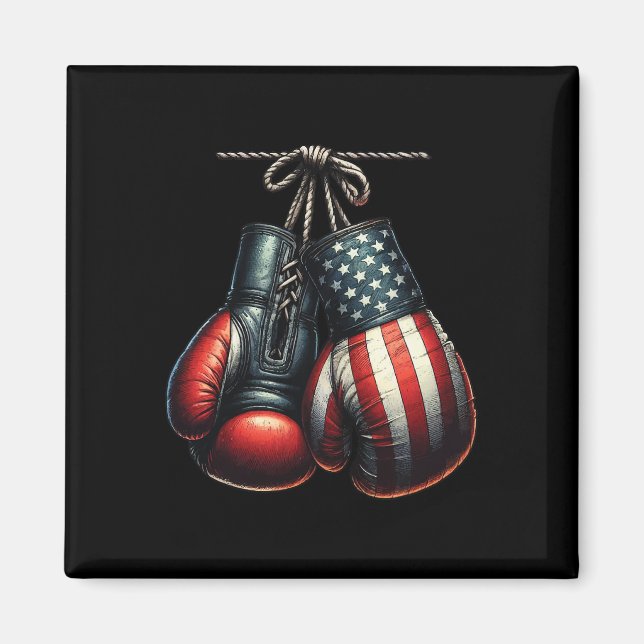 Aimant Gants de boxe Drapeau Usa 4 Juillet pour la format (Devant)