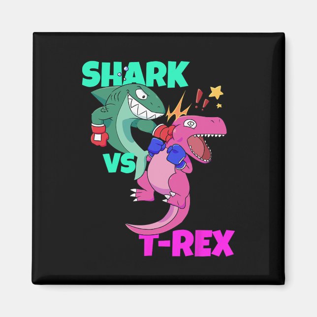 Aimant Gants de boxe requin contre dinosaure T Rex pour e (Devant)