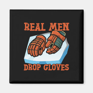 Aimant Gants vintage de hockey sur glace Les vrais hommes