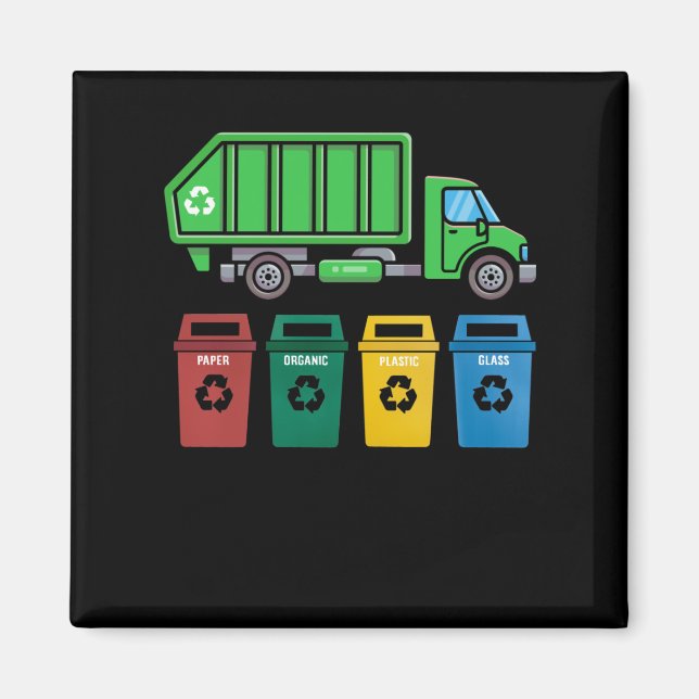 Aimant Garbage Truck Enfants Garçons Recyclage Camion (Devant)