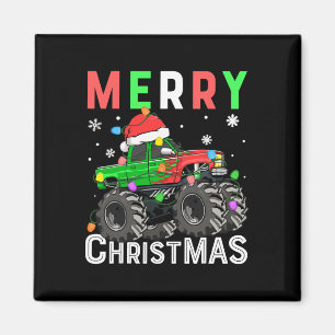 Aimant Garçon camion monstre Joyeux Noël Chapeau Santa En