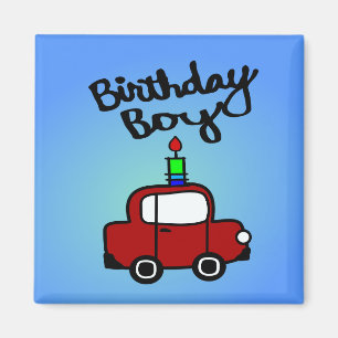Aimant Garçon D'Anniversaire Avec Chandelle Et Voiture R