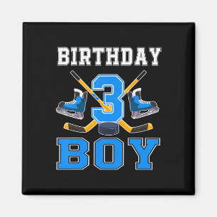 Aimant Garçon de 3 ans anniversaire hockey sur glace 3ème