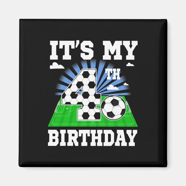 Aimant Garçon de 4 ans C'est mon 4ème anniversaire Thème  (Devant)