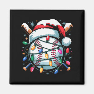 Aimant Garçon de baseball de Noël Chapeau de Santa Xma po