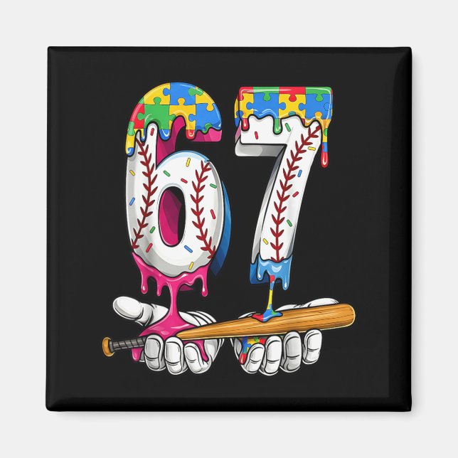 Aimant Garçon de baseball Puzzle Crème glacée goutte à go (Devant)