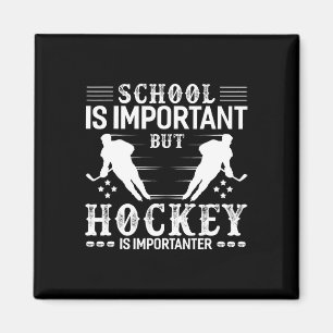 Aimant Garçon de hockey drôle Le hockey à l'école est plu
