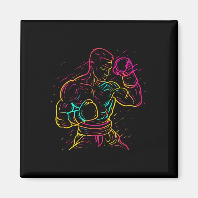 Aimant Garçon de kickboxing dessinant un kickboxeur des a (Devant)