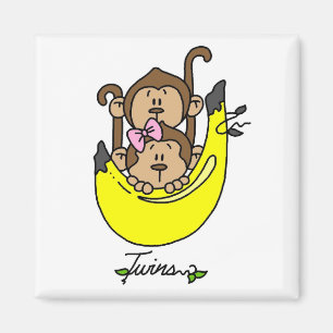 Aimant Garçon de singe et T-shirts et cadeaux jumeaux de