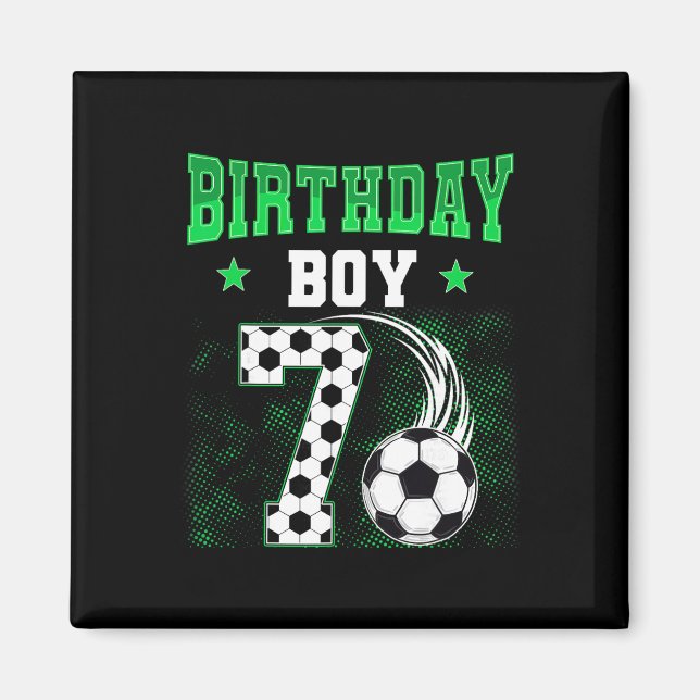 Aimant Garçon drôle de 7 ans d'anniversaire thème foot Pa (Devant)