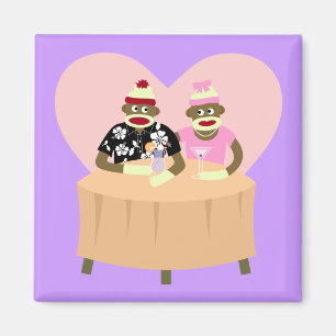 Aimant Garçon et fille de singe de chaussette Romance