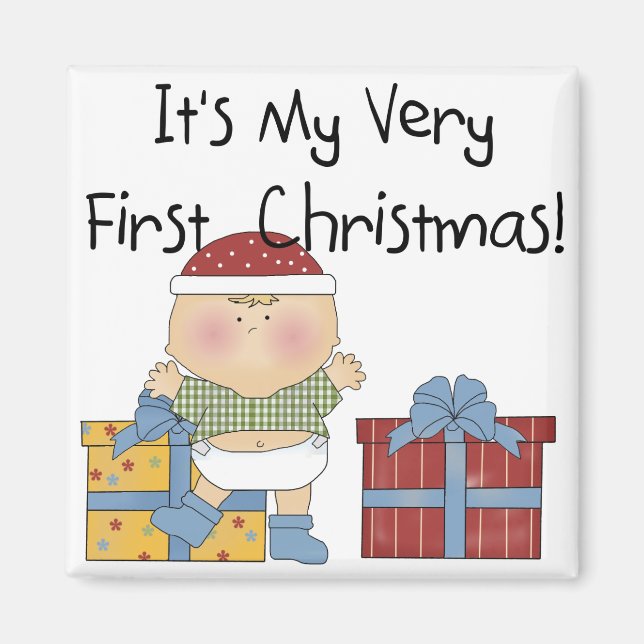 Aimant Garçon et présente 1er T-shirts et cadeaux de Noël (Devant)