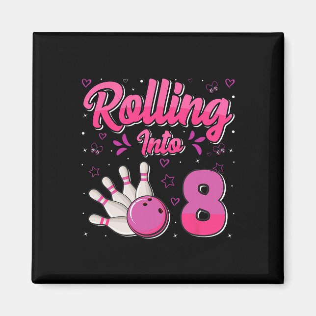 Aimant Garçon Fille Bowling Anniversaire Rouler Dans 8 Dr (Devant)