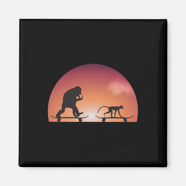 Aimant Garçon Fille Enfant Singe Gorilla Planche à roulet (Devant)