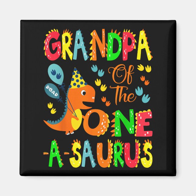 Aimant Garçon Grand-Père Saurus 1er Anniversaire Dinosaur (Devant)