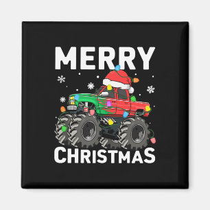 Aimant Garçon Joyeux Noël Monster Truck Chapeau de Père N
