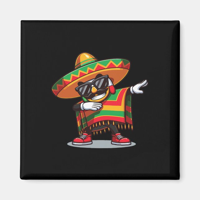 Aimant Garçon mexicain faisant le dab avec un poncho Cinc (Devant)