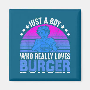Aimant Garçon Mignon Aime Les Amateurs De Burgers