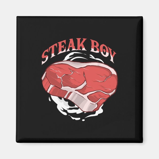 Aimant Garçon Steak Pour Les Amateurs De Viande Et Les Fa (Devant)