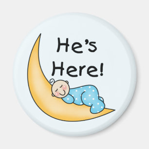 Aimant Garçon sur Lune Il est ici