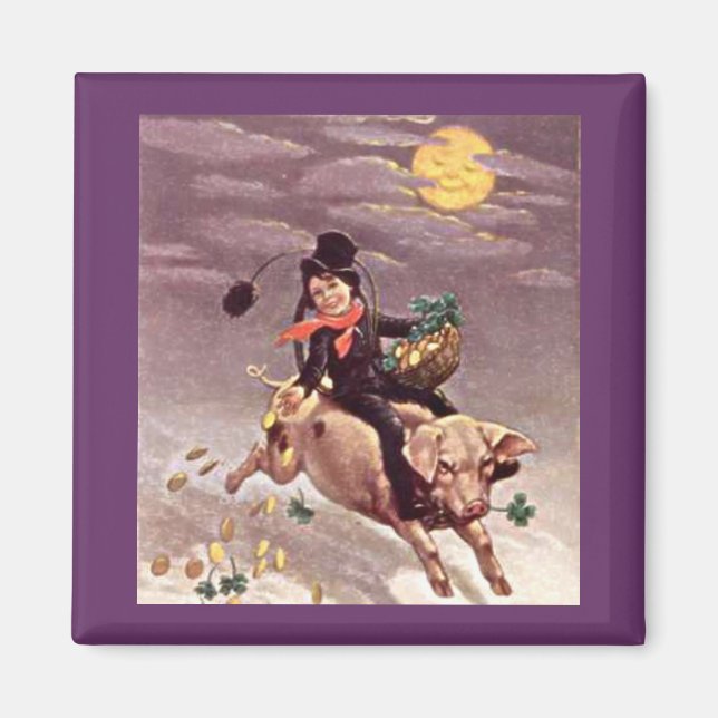 Aimant Garçon vintage sur porc (Devant)