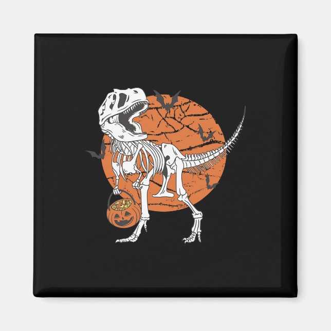 Aimant Garçons d'Halloween Dinosaure Squelette T Rex Citr (Devant)