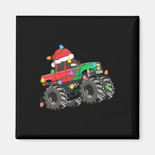 Aimant Garçons Joyeux Monster Camion Santa Hat Toddl (Devant)