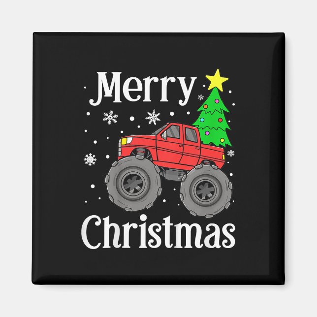 Aimant Garçons Monster Camion Joyeux Noël Arbre Snowflake (Devant)