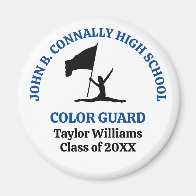 Aimant Garde de couleur de lycée bleu personnalisée (Devant)