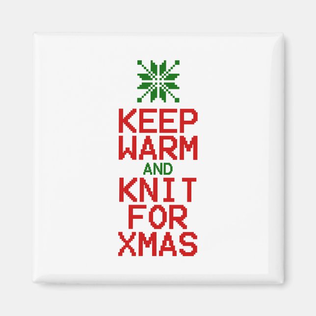 Aimant Gardez chaud et tricot pour Noël (Devant)