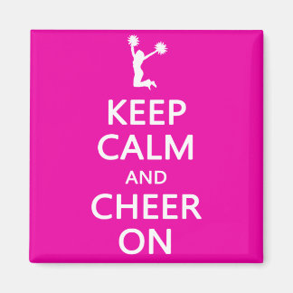 Aimant Gardez le calme et la joie, rose Pom-pom girl