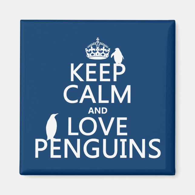 Aimant Gardez le calme et l'amour pingouins (n'importe qu (Devant)