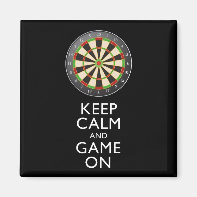 Aimant GARDEZ LE CALME ET LE JEU SUR - Cible de flechette (Devant)