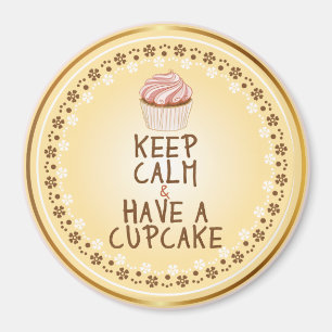 Aimant Gardez votre calme et prenez un Cupcake - fond élé