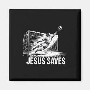 Aimant Gardien de but de football Jésus sauve chrétien So