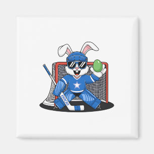 Aimant Gardien de but de hockey sur glace du lapin de Pâq