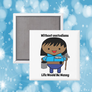 Aimant Gardienne Janitor Femmes Noir Kawaii Personnaliser