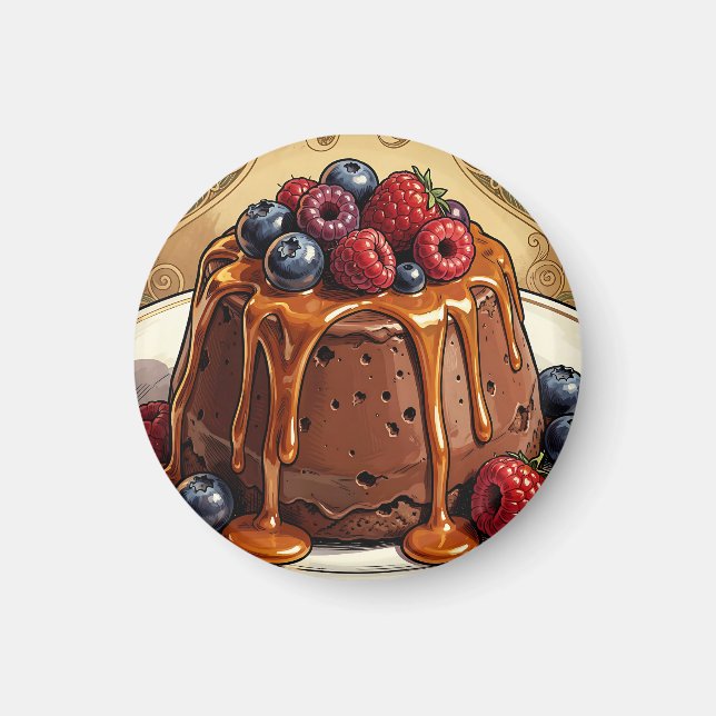 Aimant Gâteau aux Fruits Rouges au Chocolat Décadent et C (Devant)