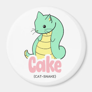 Aimant Gâteau (chat + serpent) Cute Cercle et Carré