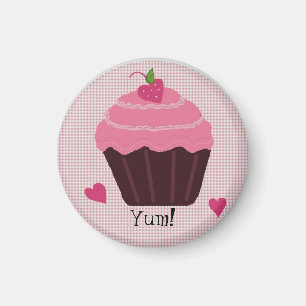 Aimant Gâteau Cupcake Rose Glacé