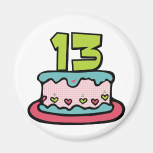 Aimant Gâteau d'anniversaire de 13 ans