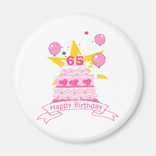 Aimant Gâteau d'anniversaire de 65 ans