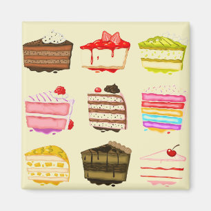 Aimant Gâteau d'anniversaire de gâteau mignon avec crème