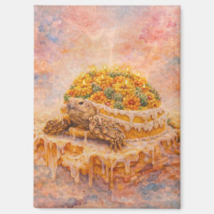 Aimant Gâteau d'anniversaire de tortue Sulcata de souci e
