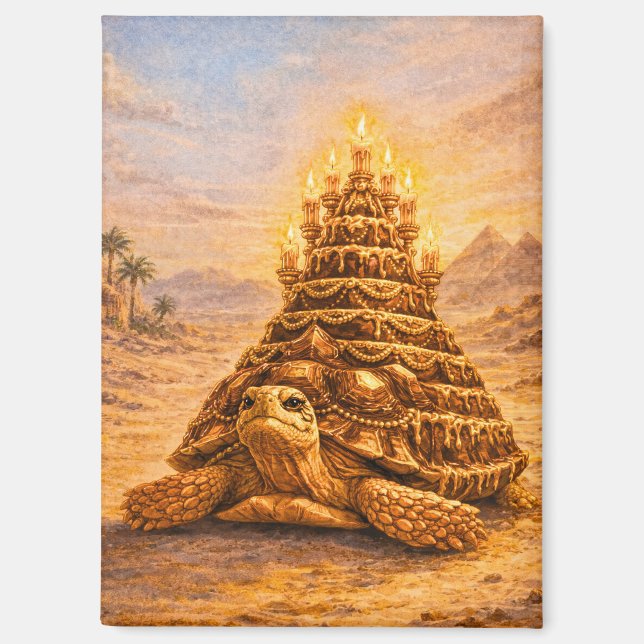 Aimant Gâteau d'anniversaire pyramide de la reine Tortue  (Recto)